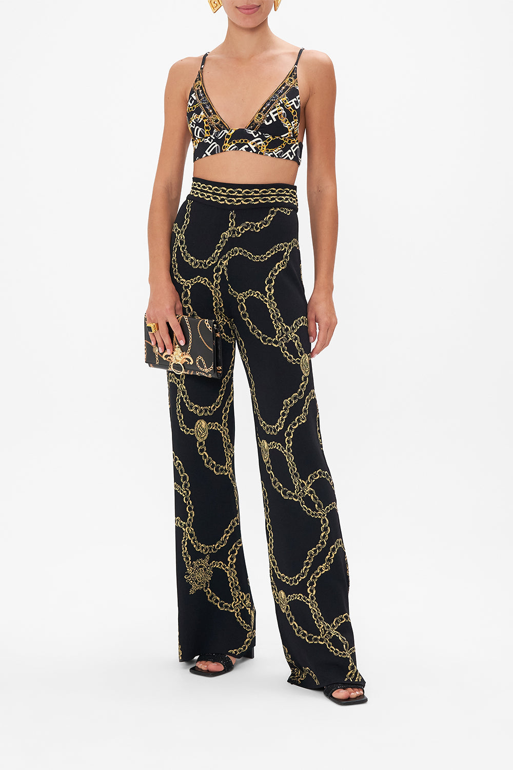 Front view of model wearing CAMILLA soft bra in Tether Me Not print