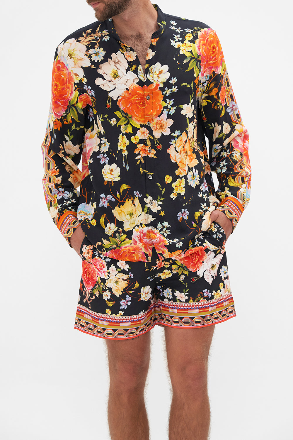 LONG SLEEVE MANDARIN COLLAR SHIRT SECRET HISTORY