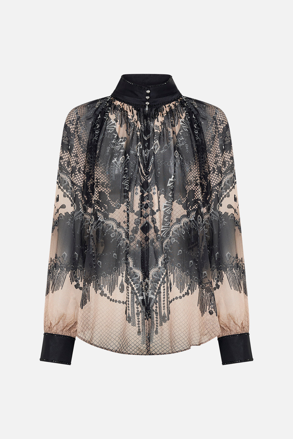 RAGLAN BUTTON UP SHIRT CURTAIN CALL CHAOS