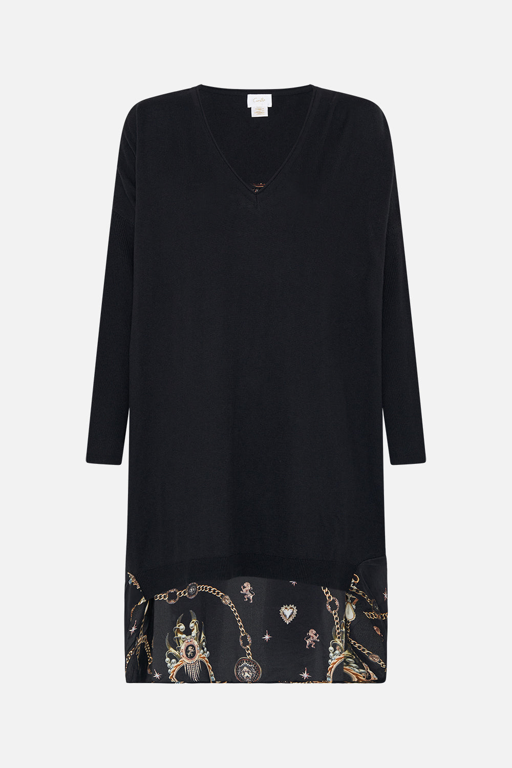 V NECK JUMPER WITH PRINT BACK JUNGLE DREAMING