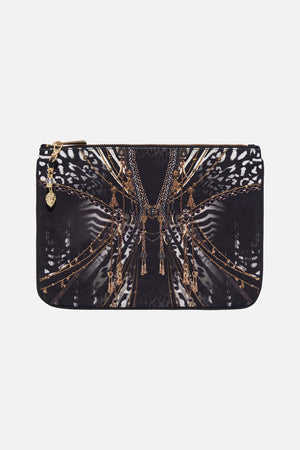 Product view of CAMILLA clutch bag in Untamed Royalty print