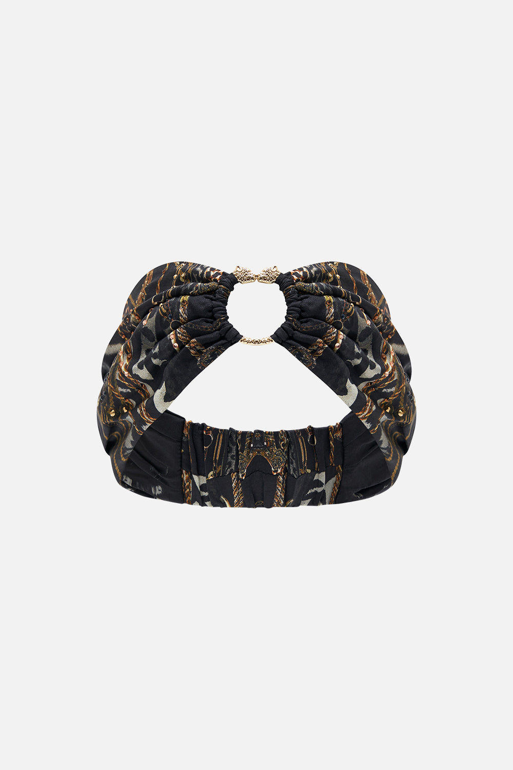 Product view of CAMILLA silk ring headband in Untamed Royalty print