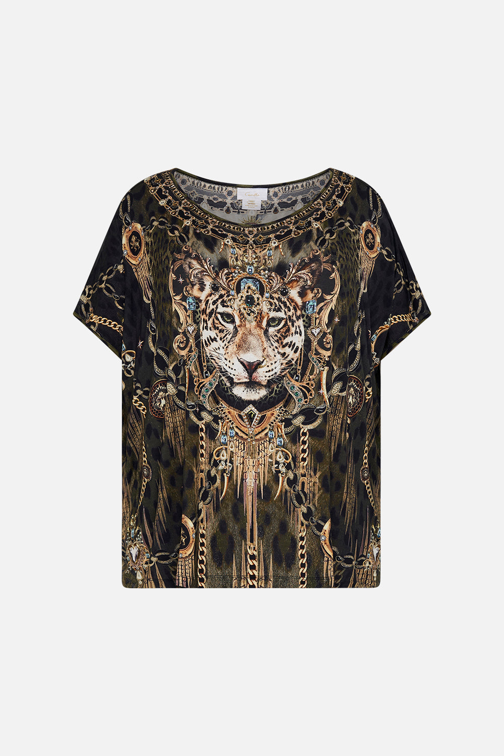 LOOSE FIT ROUND NECK TEE - ALL OVER PRINT LIONS MANE