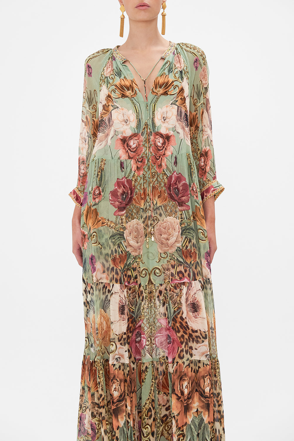 LONG GATHERED PANEL DRESS GROW AND GLOW