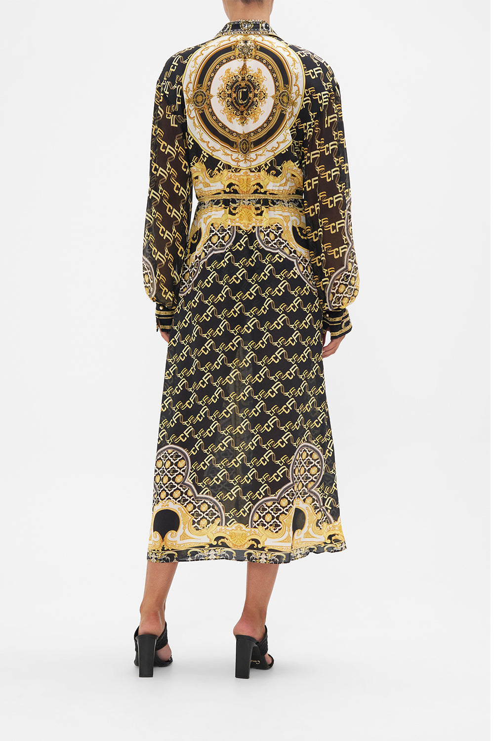 BUTTON DOWN BLOUSON SLEEVE DRESS TETHER ME NOT