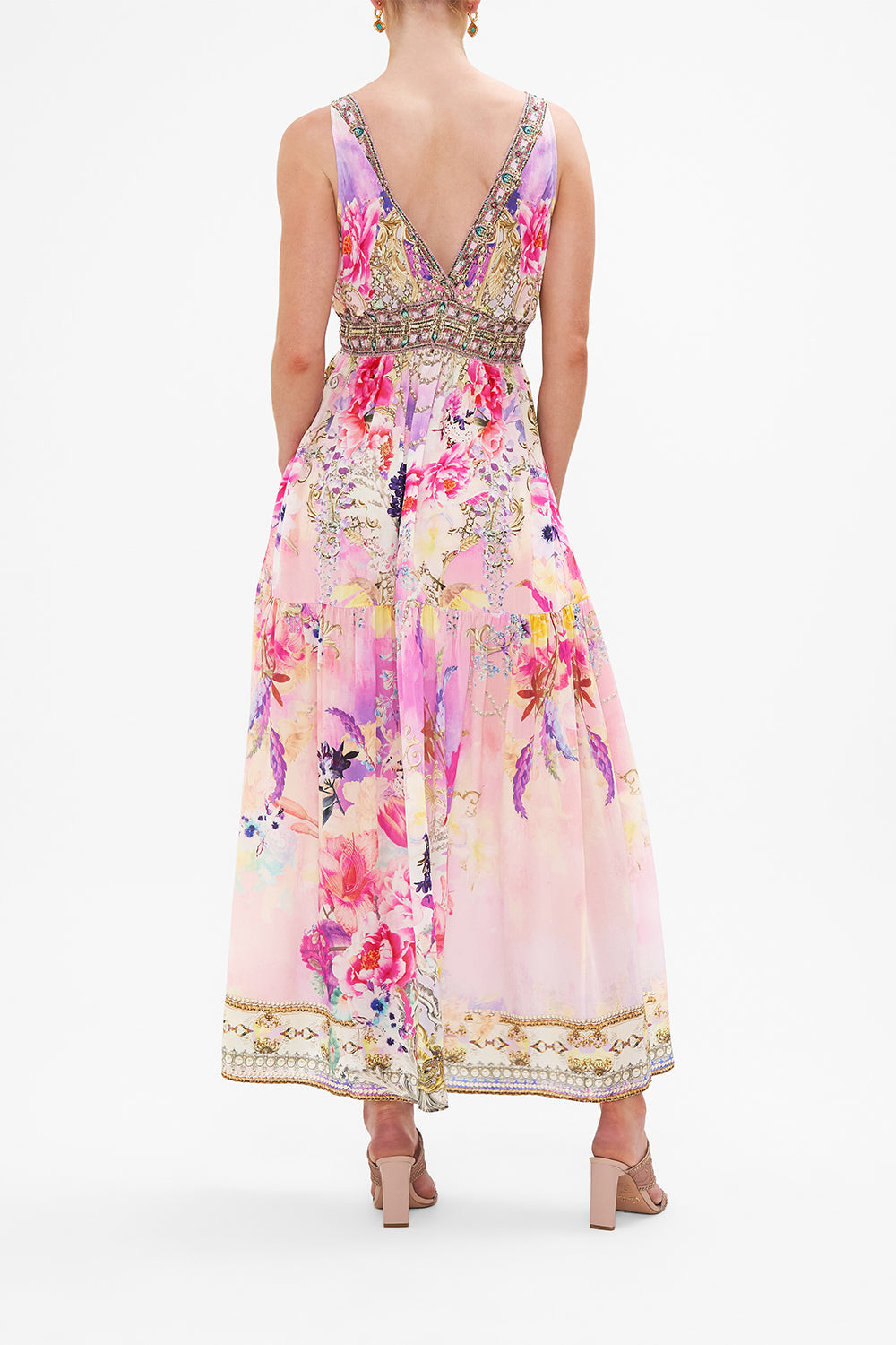 SHIRRED WAIST DETAIL LONG DRESS SONIC SYMPHONIES