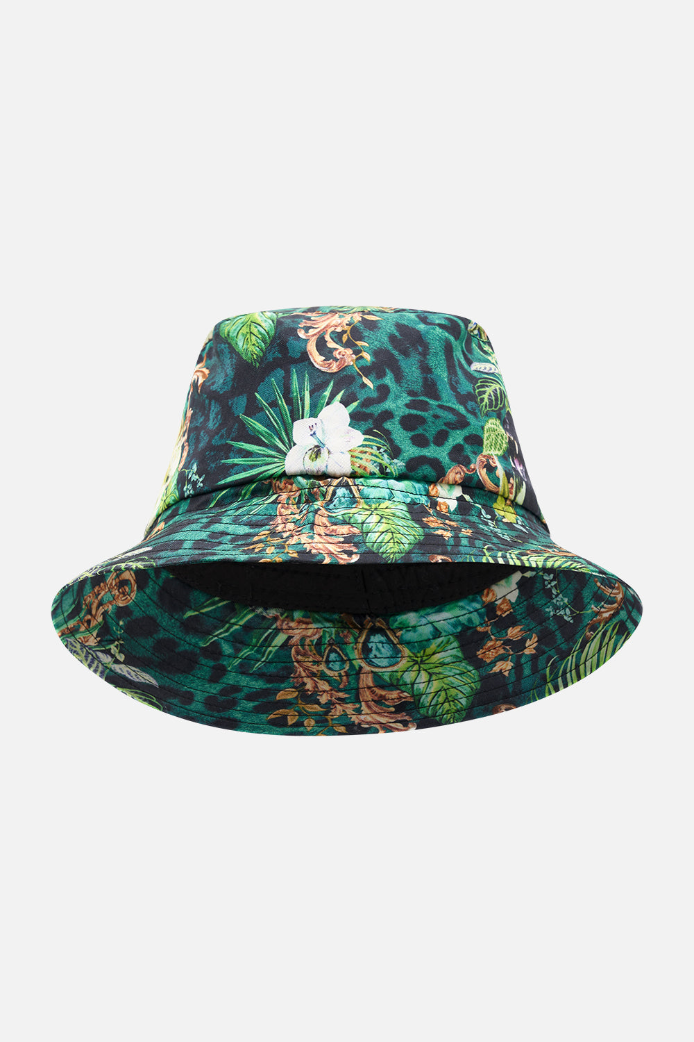 Product view of CAMILLA green bucket hat in Sing My Song print