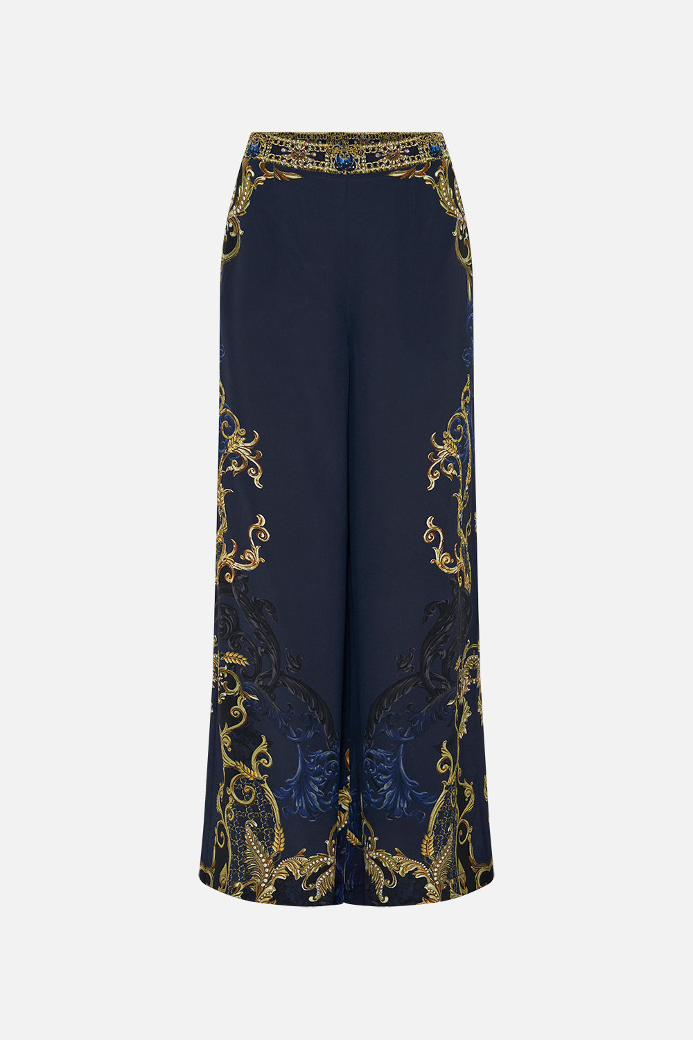 Product view of CAMILLA silk pants in Moonlight Melodies print