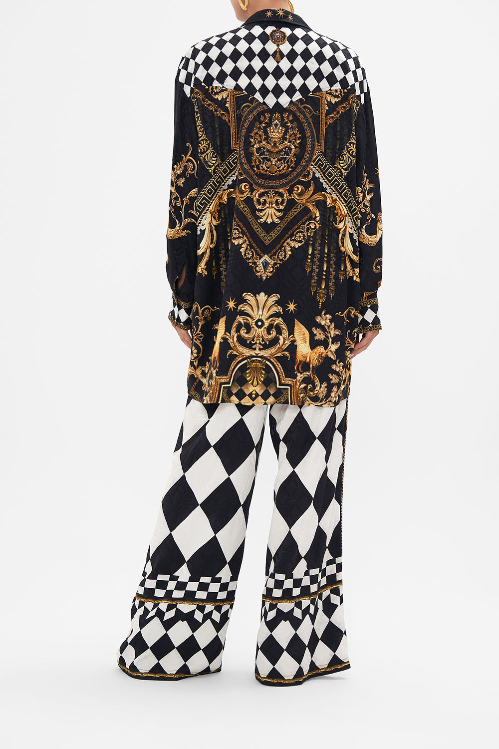 LONG LINE SHIRT WITH YOKE AND BUTTON DETAIL DUOMO DYNASTY