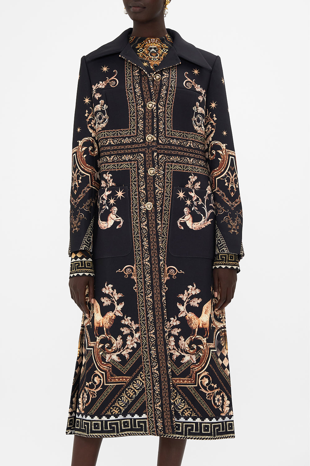 The CAMILLA WAISTED DRESS WITH HEM RUFFLE AMALFI AMORE in our  print.