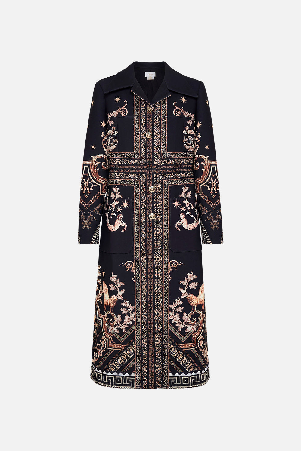 The CAMILLA WAISTED DRESS WITH HEM RUFFLE AMALFI AMORE in our  print.