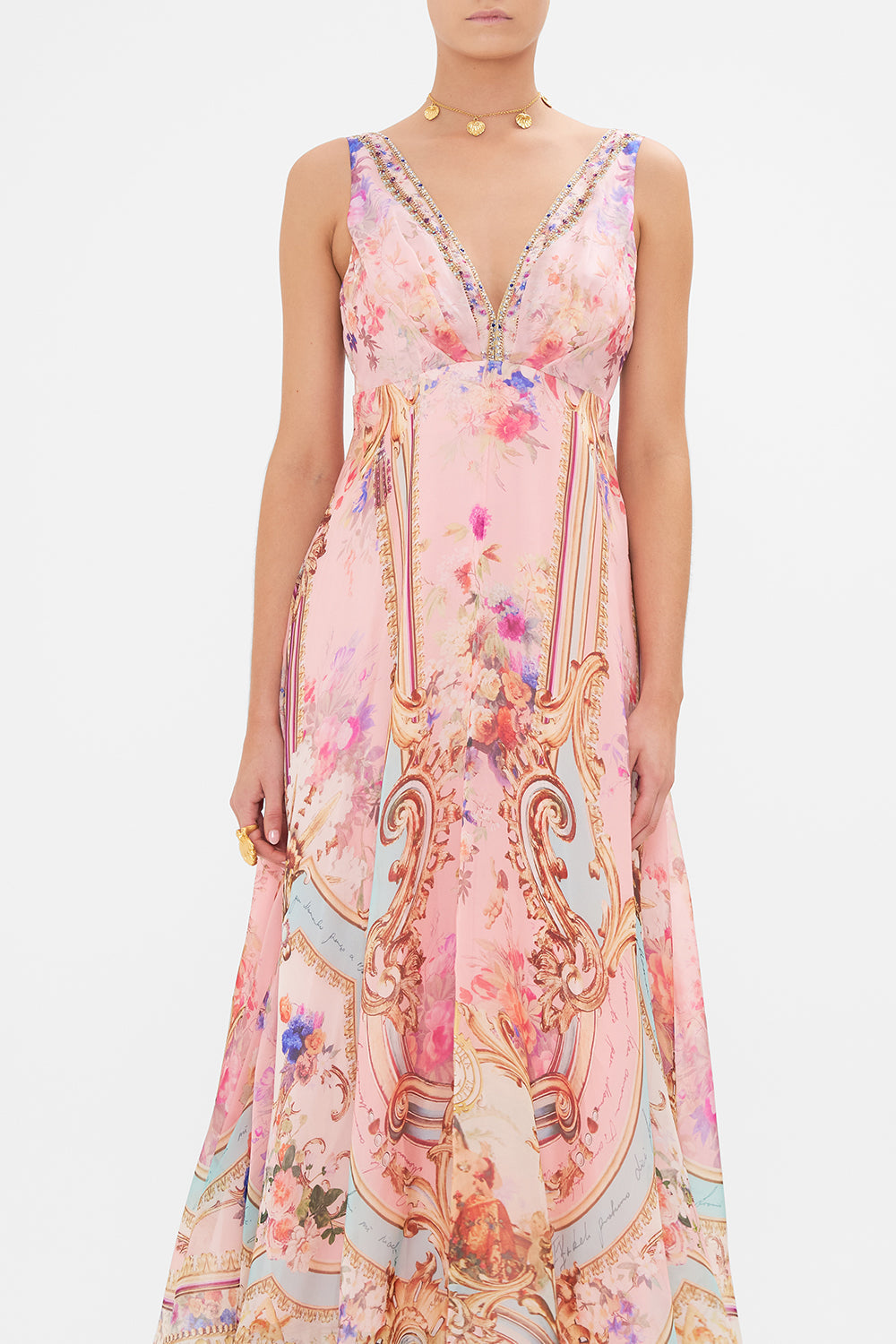 PLUNGE NECK MAXI DRESS LETTERS FROM THE PINK ROOM