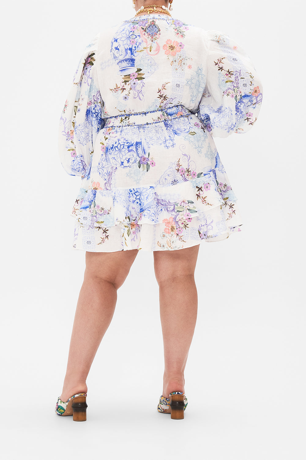 BUTTON FRONT FRILL DRESS PAINT ME POSITANO