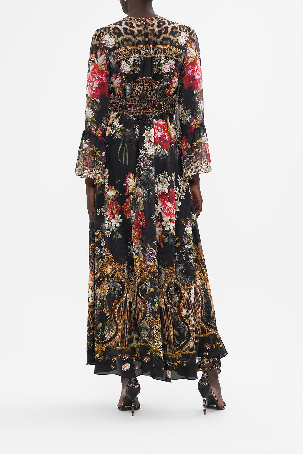 SHAPED WAISTBAND DRESS WITH RUFFLE FRILL SLEEVES A NIGHT AT THE OPERA