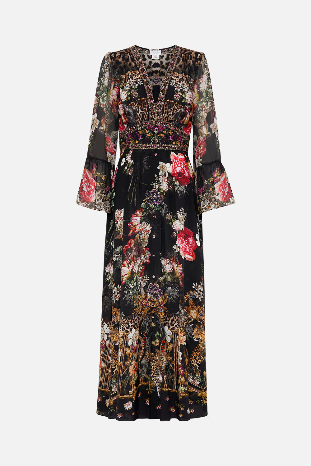 SHAPED WAISTBAND DRESS WITH RUFFLE FRILL SLEEVES A NIGHT AT THE OPERA