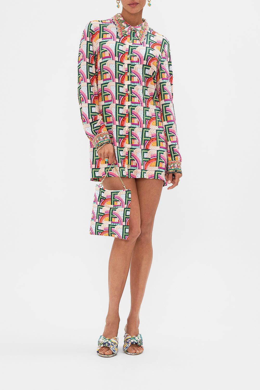 The CAMILLA SMALL SQUARE CUSHION PAINT ME POSITANO in our  print.