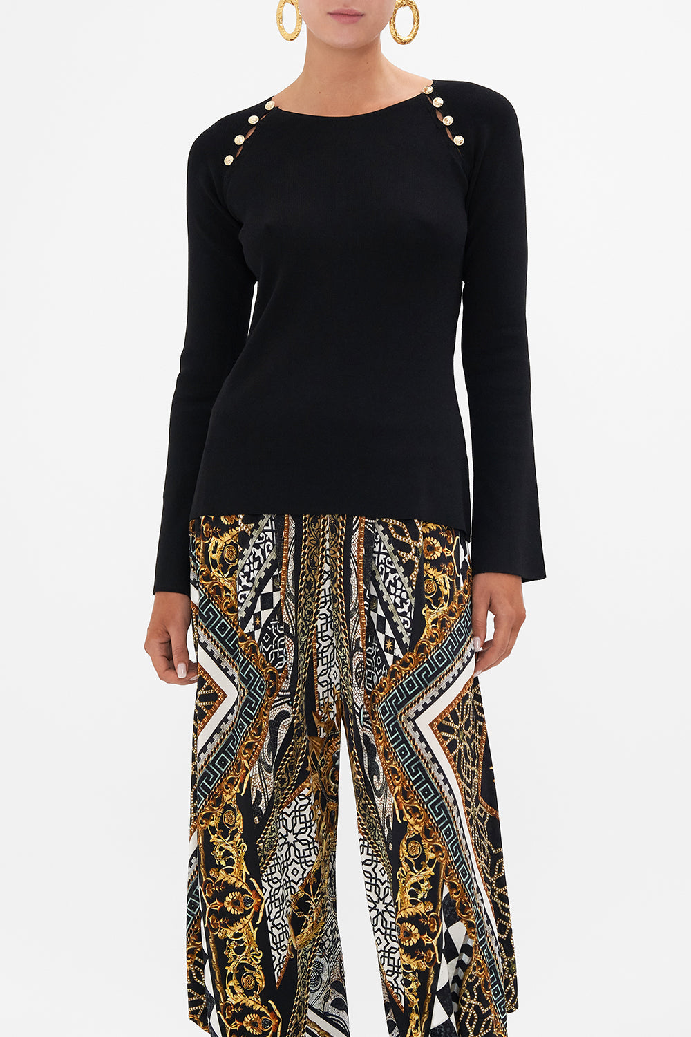 BUTTON DETAIL LONG SLEEVE TOP LOOK UP TESORO