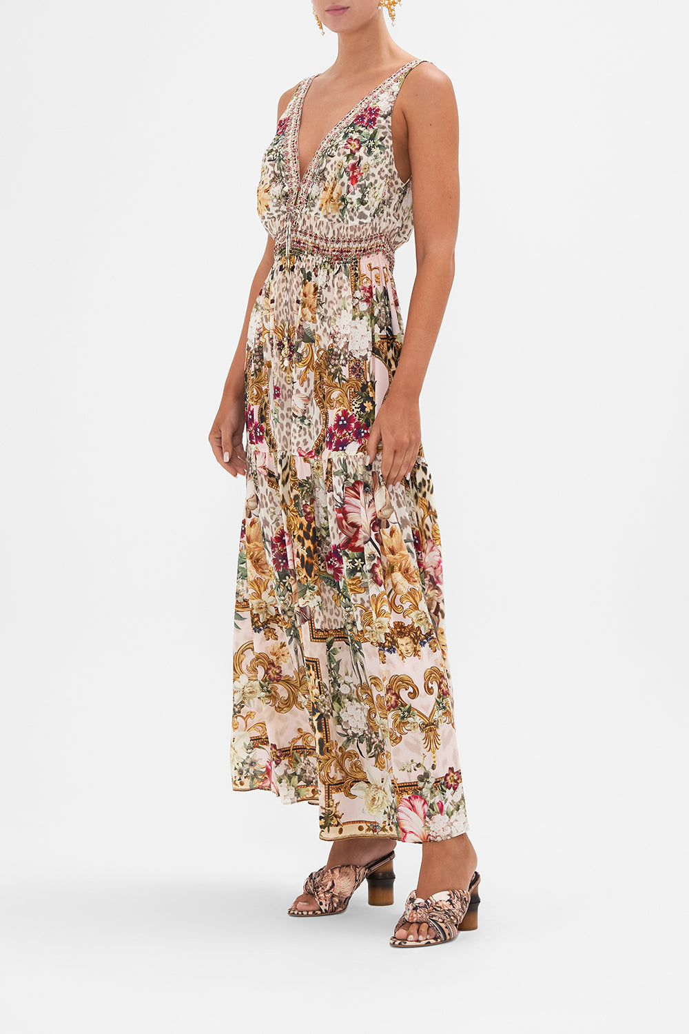 SHIRRED WAIST DETAIL LONG DRESS BAMBINO BLISS