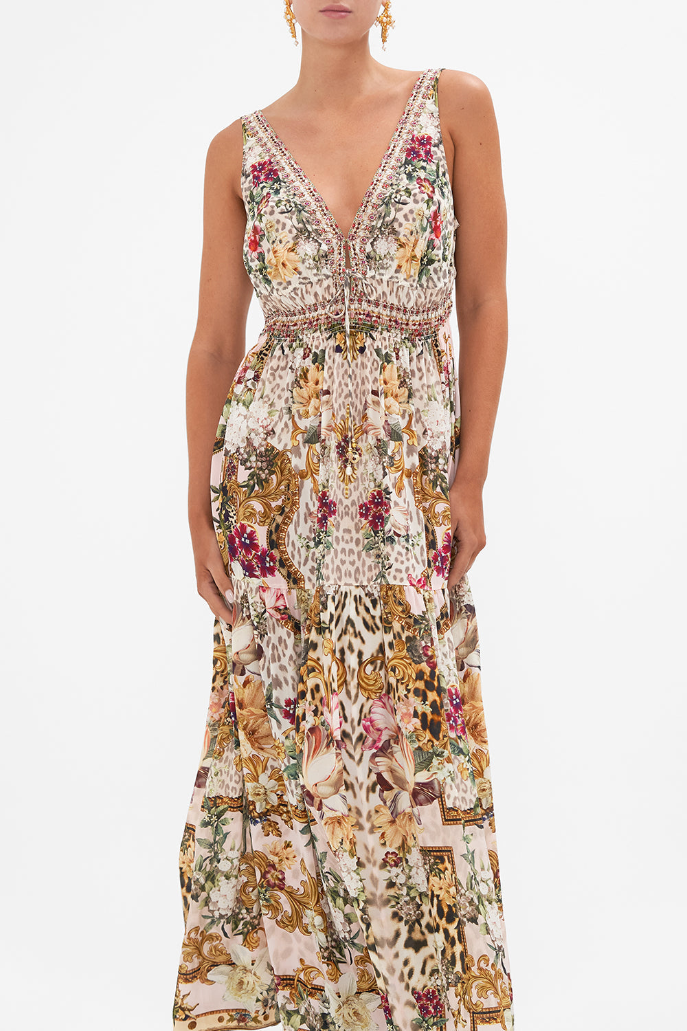 SHIRRED WAIST DETAIL LONG DRESS BAMBINO BLISS