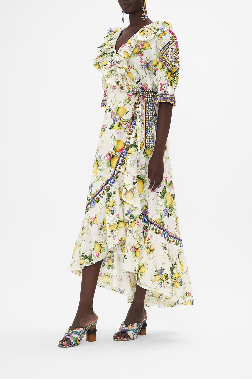 MAXI WRAP DRESS WITH PUFF SLEEVE CATERINA SPRITZ