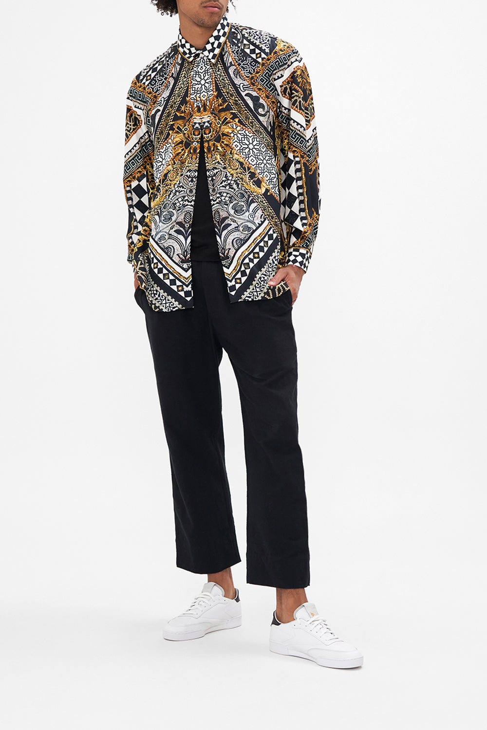The CAMILLA LEELA GOLD NECKLACE MULTI in our  print.