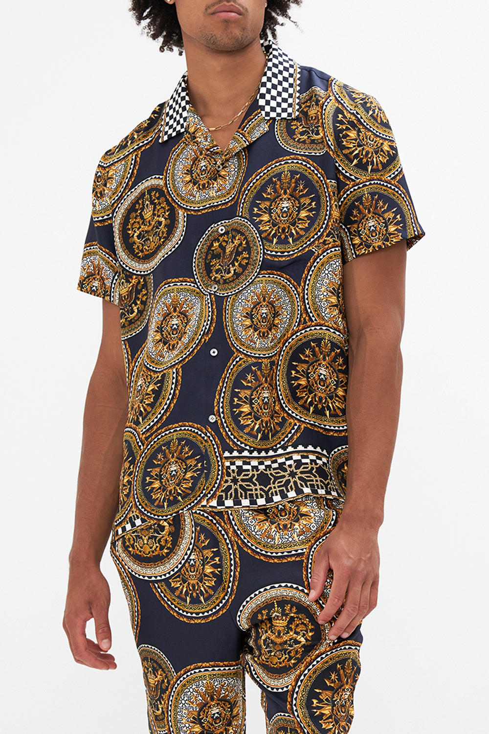 SHORT SLEEVE CAMP COLLARED SHIRT DUOMO KALEIDO