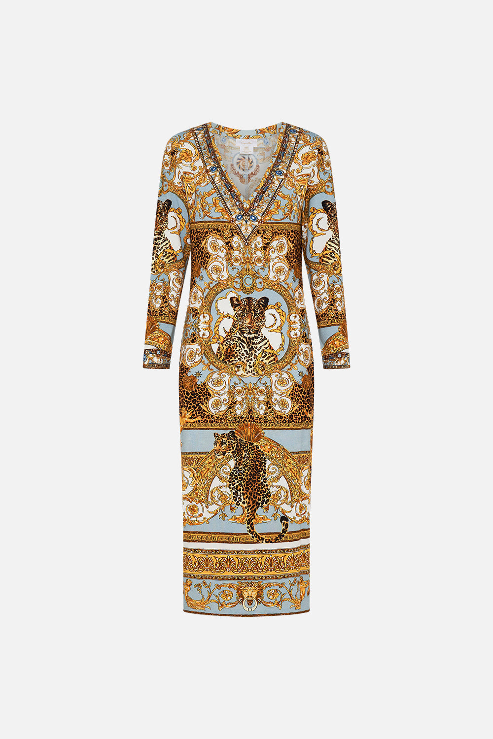 V NECK MIDI JERSEY DRESS PALAZZO PRIDE