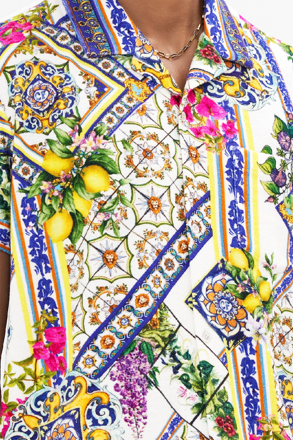 TERRY TOWELLING SHORT SLEEVE BUTTON UP SHIRT AMALFI AMORE