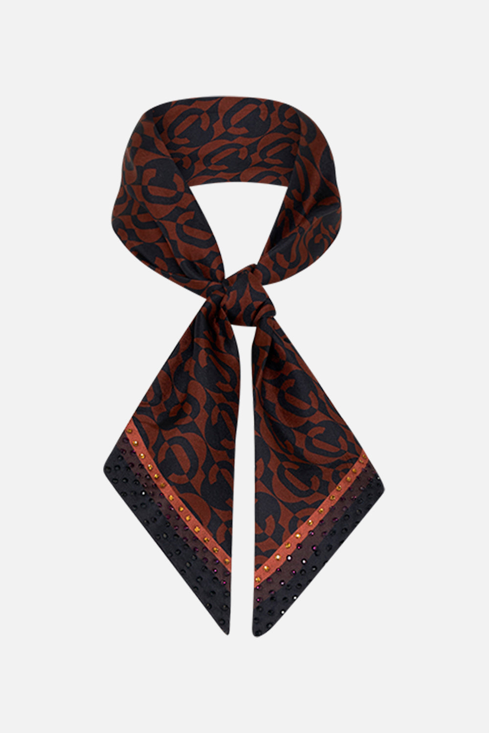 Product view of CAMILLA silk skinny neck scarf in Feeling Fresco print