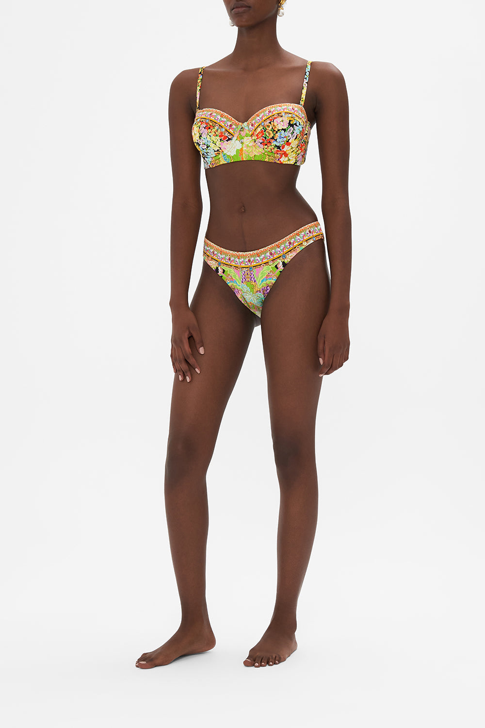 The CAMILLA PLUNGE NECK HALTER ONE PIECE MEET ME IN MARCHESA in our  print.