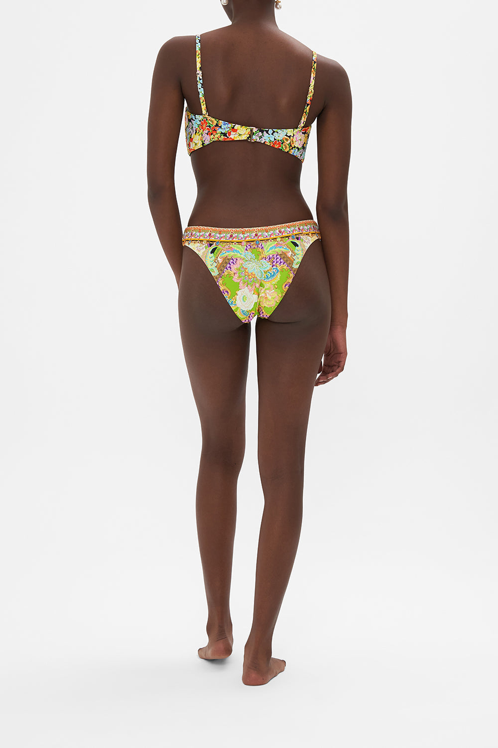 The CAMILLA PLUNGE NECK HALTER ONE PIECE MEET ME IN MARCHESA in our  print.
