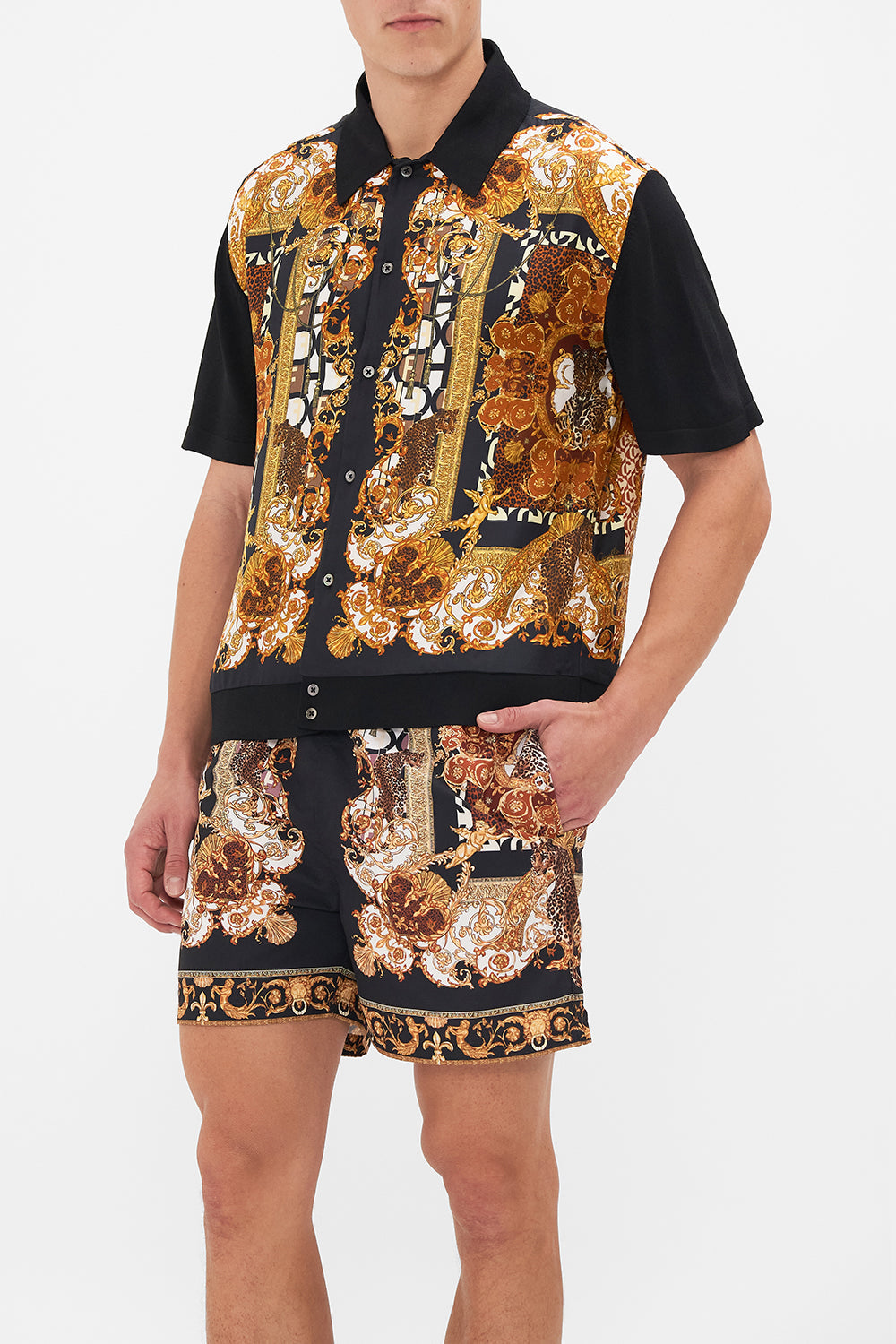 MEN'S KNIT SLEEVE SILK SHIRT FEELING FRESCO