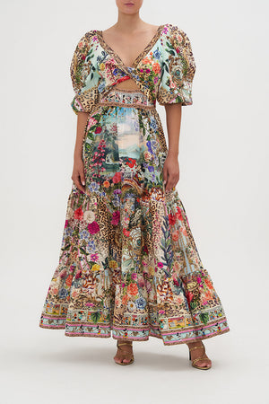 Tiered Puff Sleeve Dress Mickey Takes A Trip print by CAMILLA