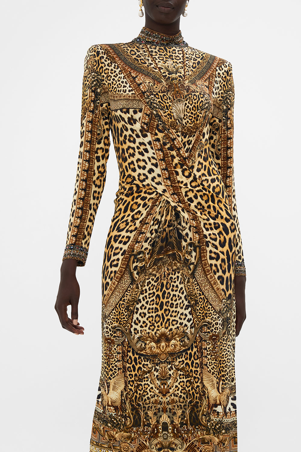 CROSS FRONT MIDI DRESS STANDING OVATION