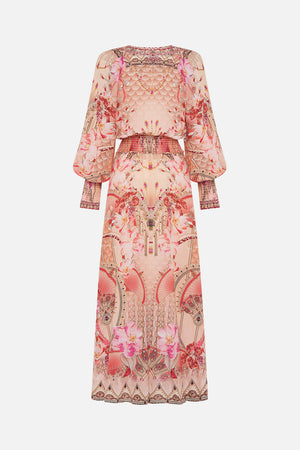 Back product CAMILLA pink floral silk dress in Adore Me print