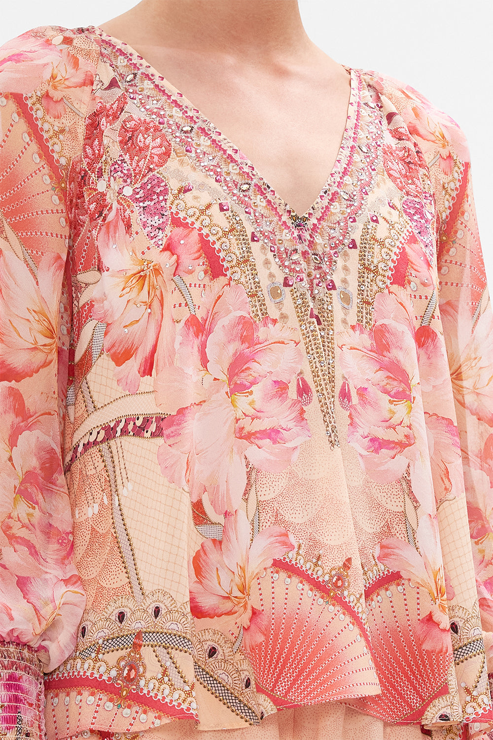 SHIRRED CUFF BLOUSE ADORE ME