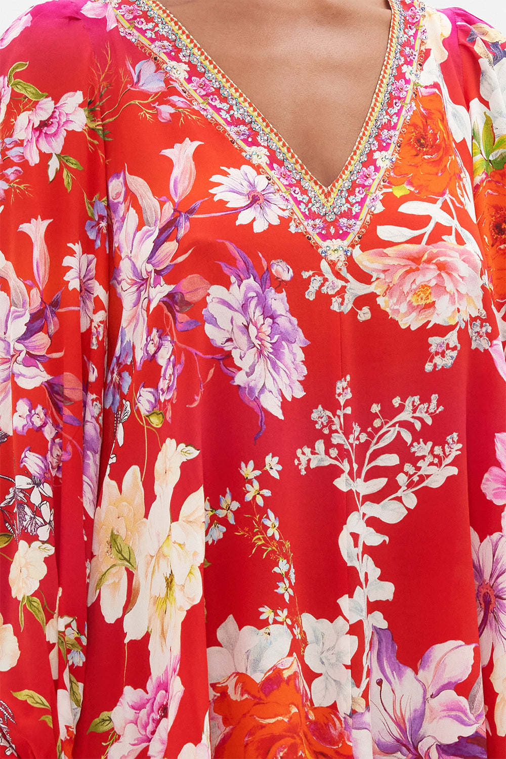 V NECK BLOUSON SLEEVE DRESS KISS AND TELL