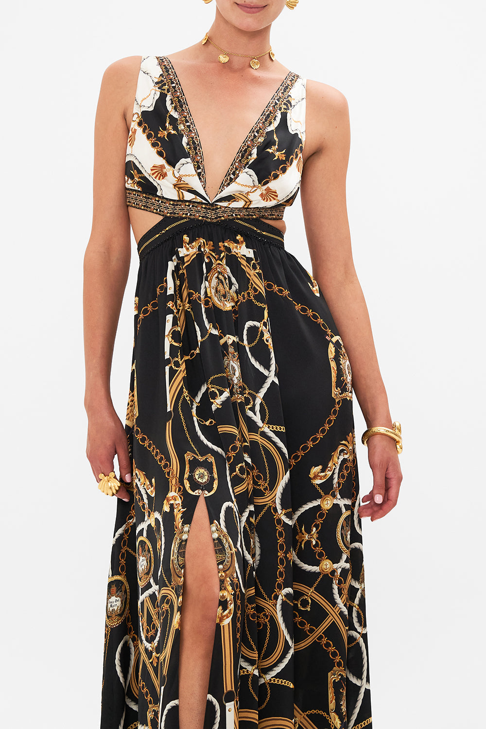 The CAMILLA SHORT ROUND NECK KAFTAN PALAZZO PLAY DATE in our  print.