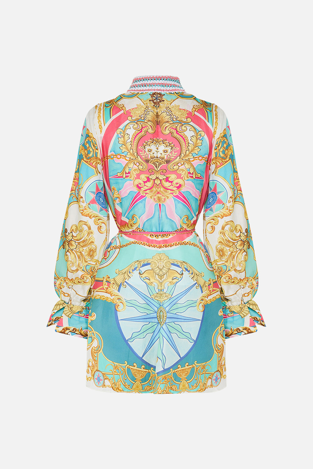 SHIFT SHIRT DRESS WITH CROCHET COLLAR SAIL AWAY WITH ME