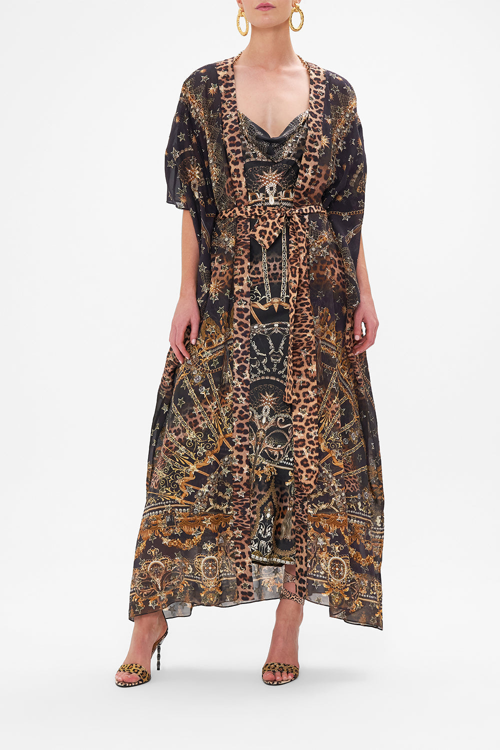 The CAMILLA WIDE LEG TROUSER WITH FRONT POCKETS GLAZE AND GRAZE in our  print.