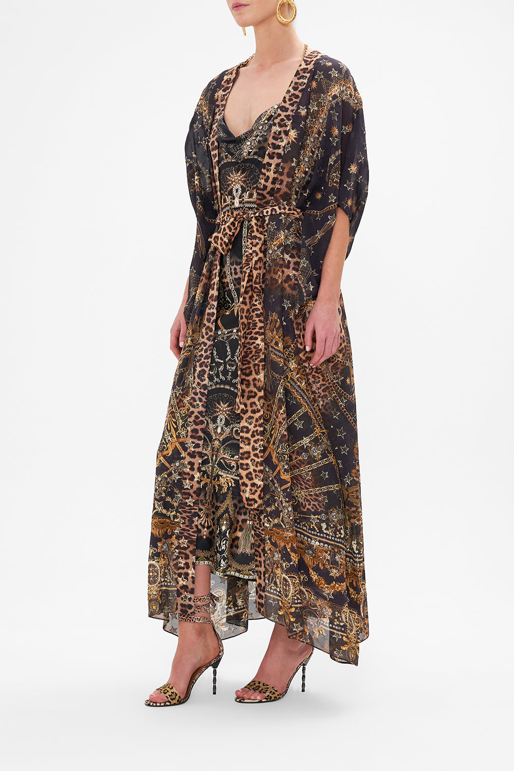 The CAMILLA WIDE LEG TROUSER WITH FRONT POCKETS GLAZE AND GRAZE in our  print.