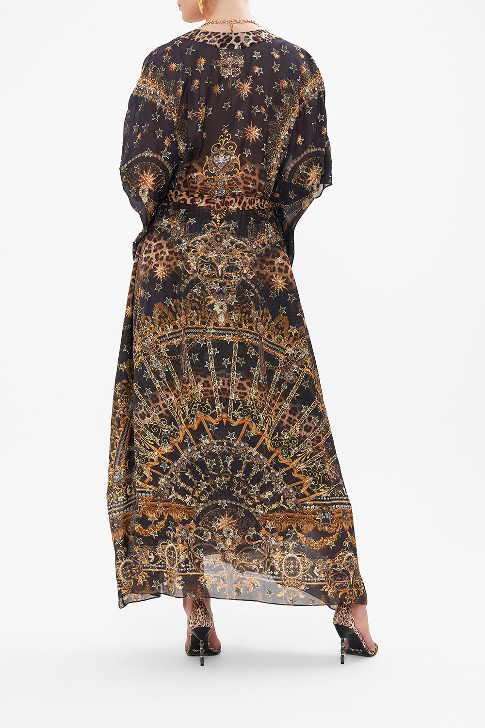 The CAMILLA WIDE LEG TROUSER WITH FRONT POCKETS GLAZE AND GRAZE in our  print.