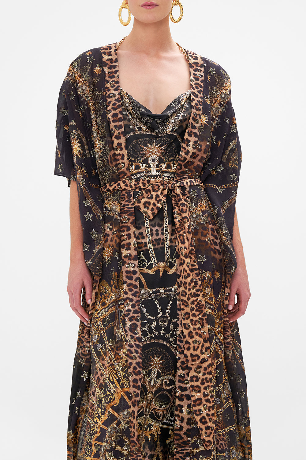The CAMILLA WIDE LEG TROUSER WITH FRONT POCKETS GLAZE AND GRAZE in our  print.
