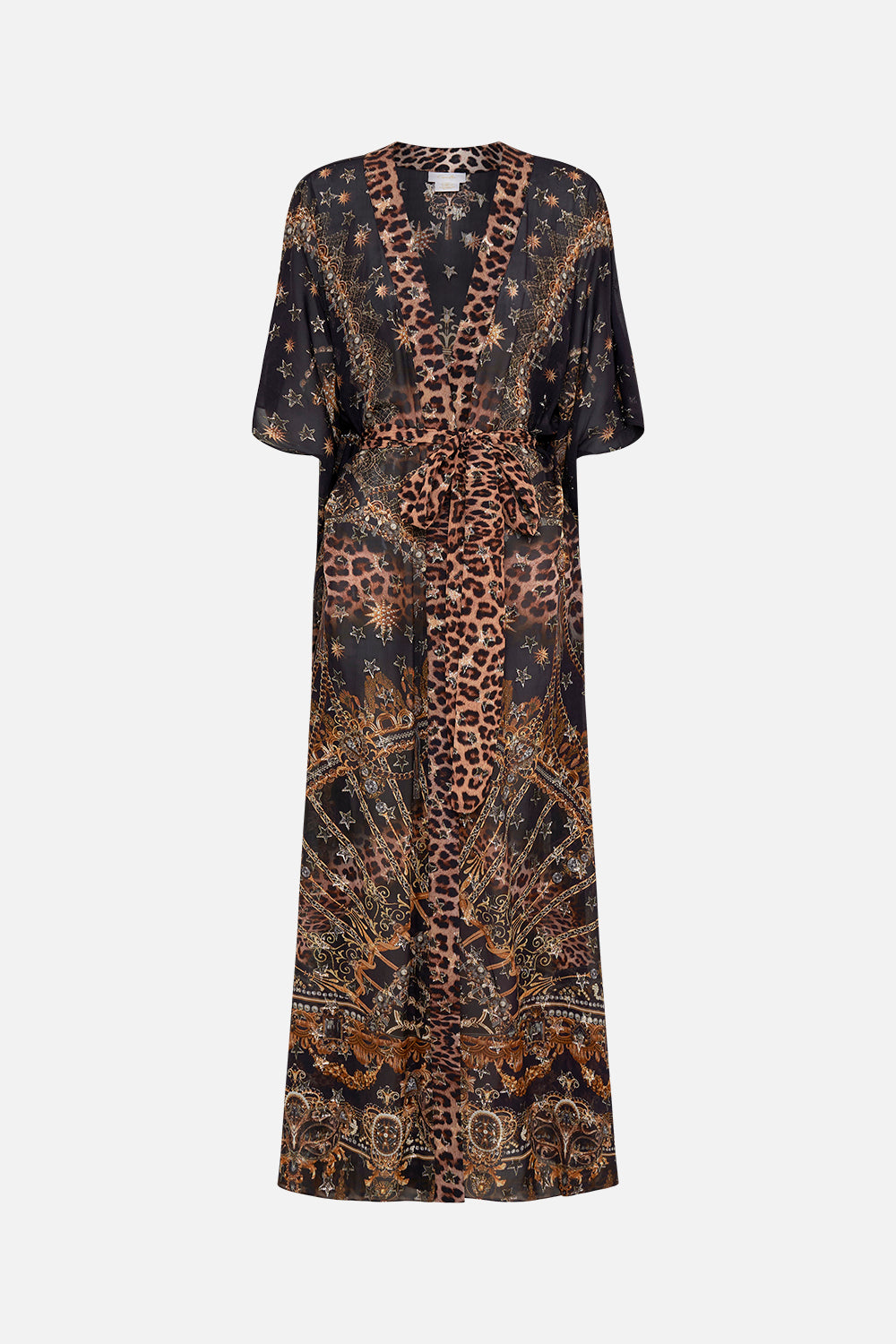 The CAMILLA WIDE LEG TROUSER WITH FRONT POCKETS GLAZE AND GRAZE in our  print.