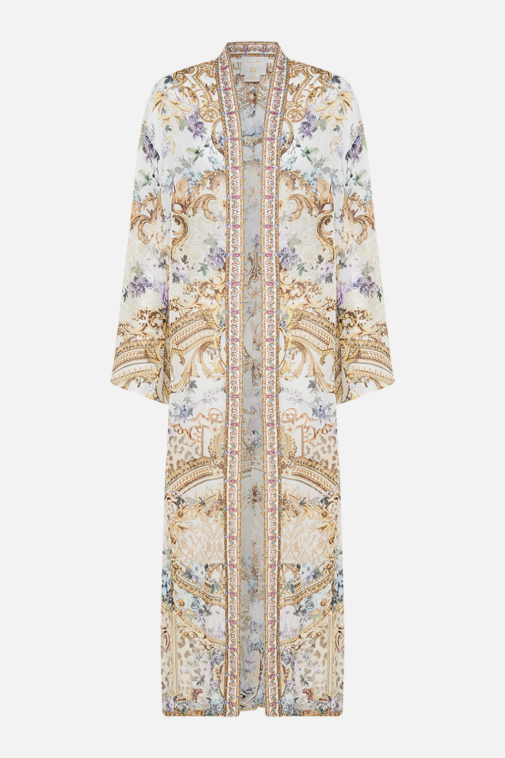 Product view of CAMILLA silk robe in Palazzo Playdate print 