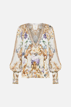 Product view of  CAMILLA silk blouse in Palazzo Playdate print 