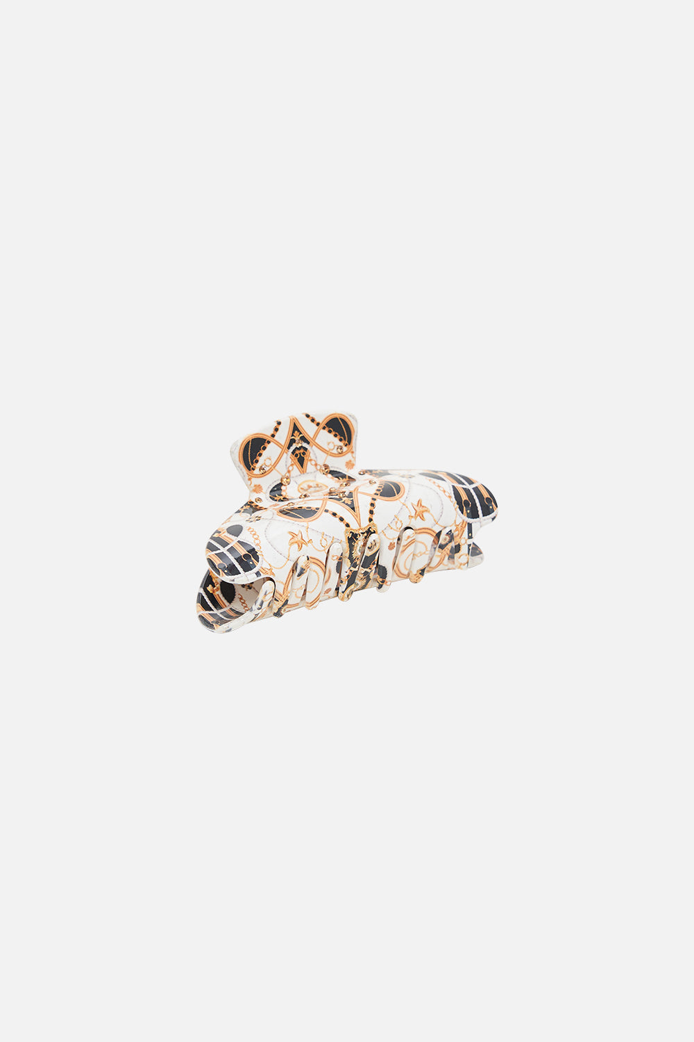 Product view of CAMILLA deisgner hair clasp in Sea Charm print