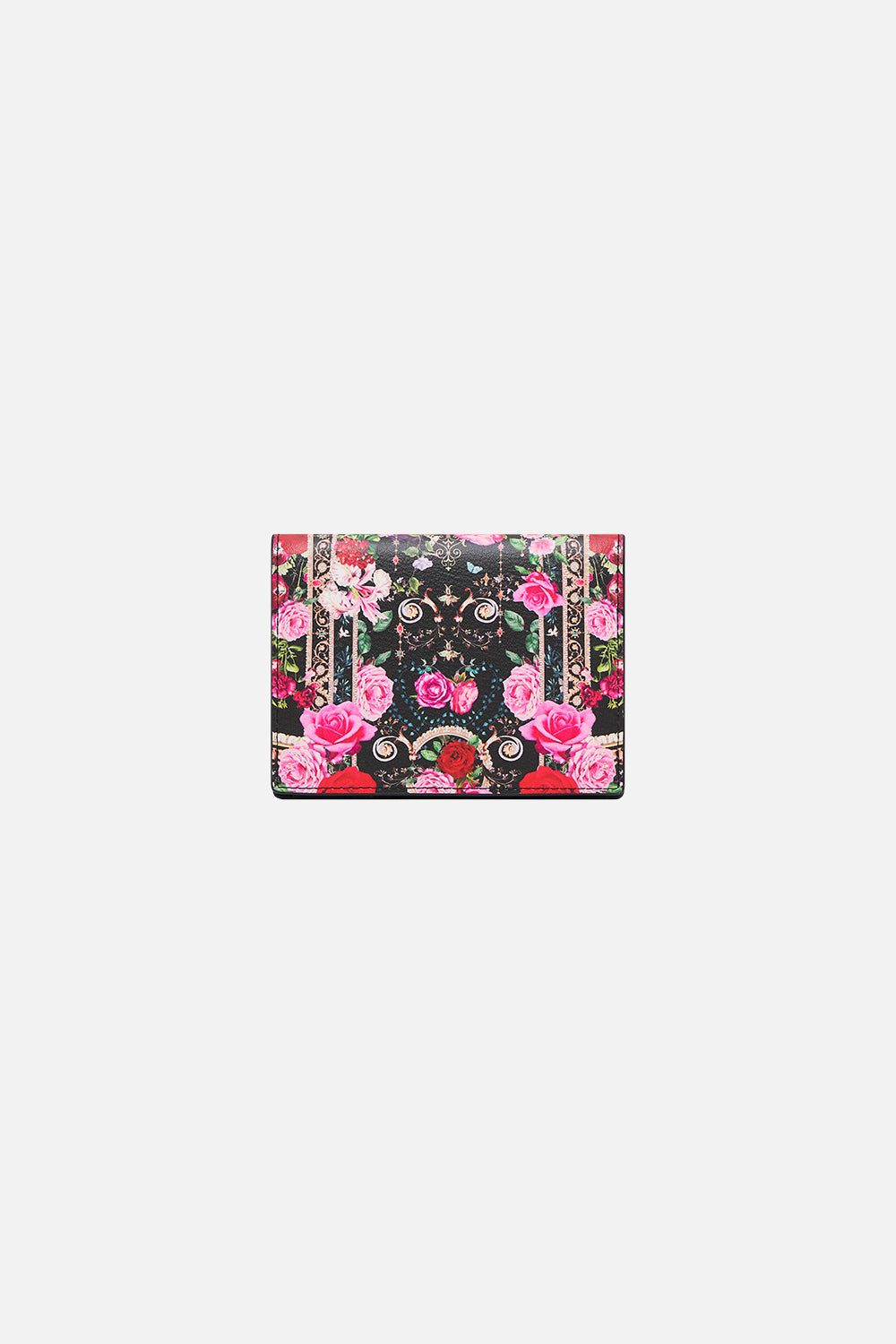 Product view of CAMILLA deisgner wallet in Reservation for Love print 