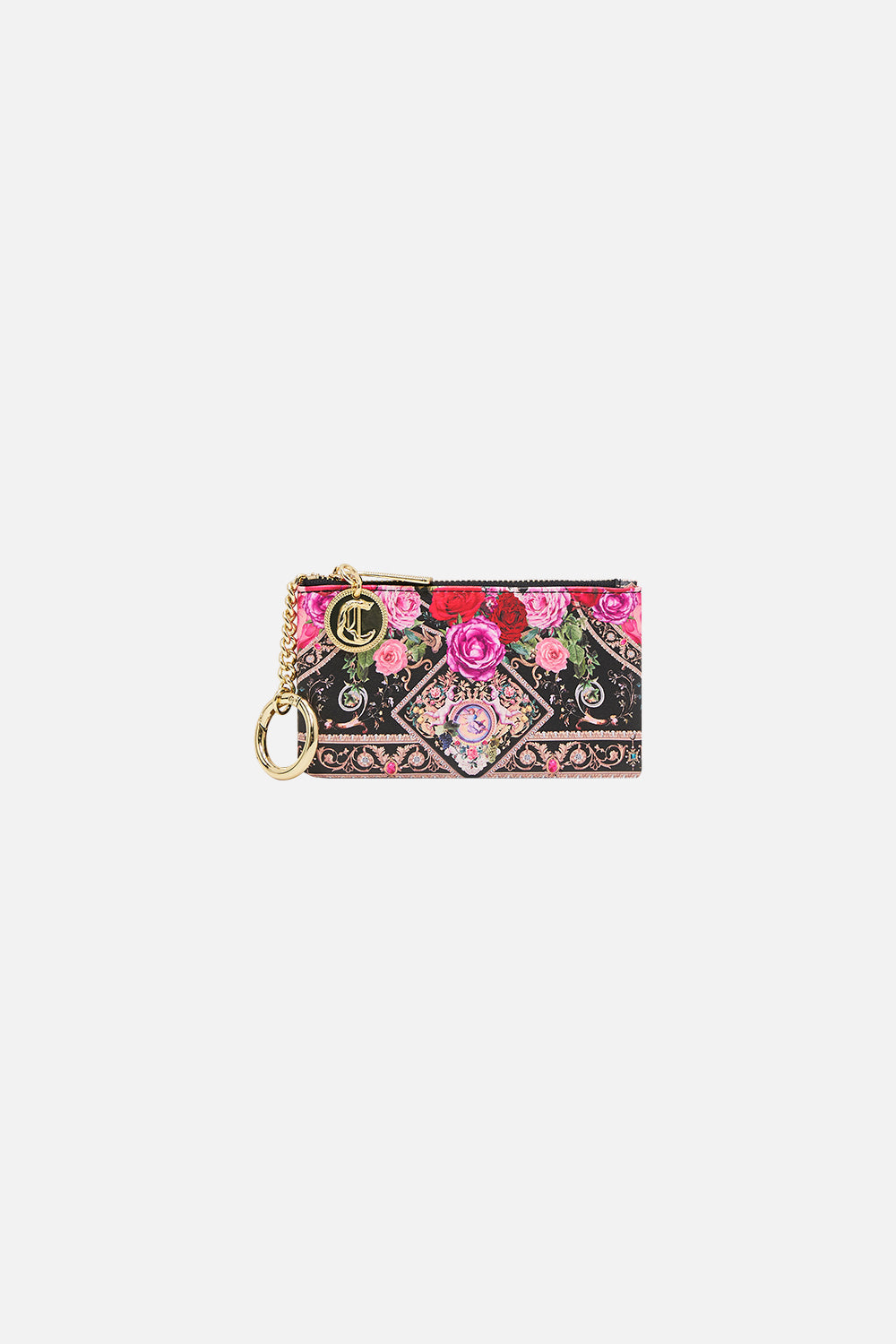 Product view of CAMILLA designer cardholder in Reservation For Love print 