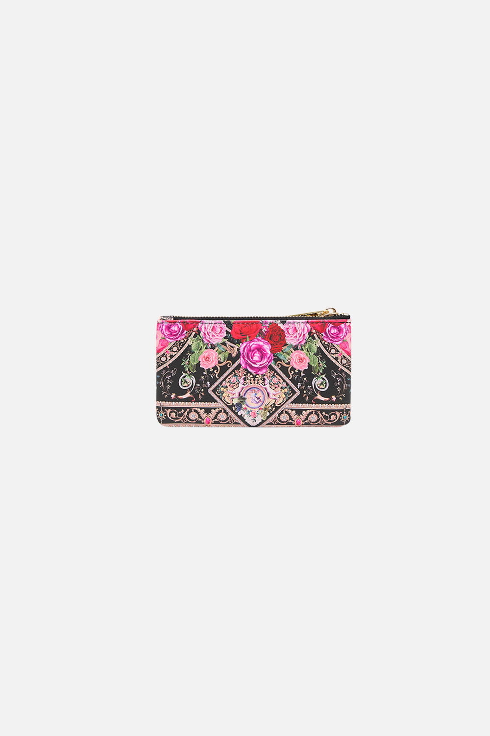 Product view of CAMILLA designer cardholder in Reservation For Love print 